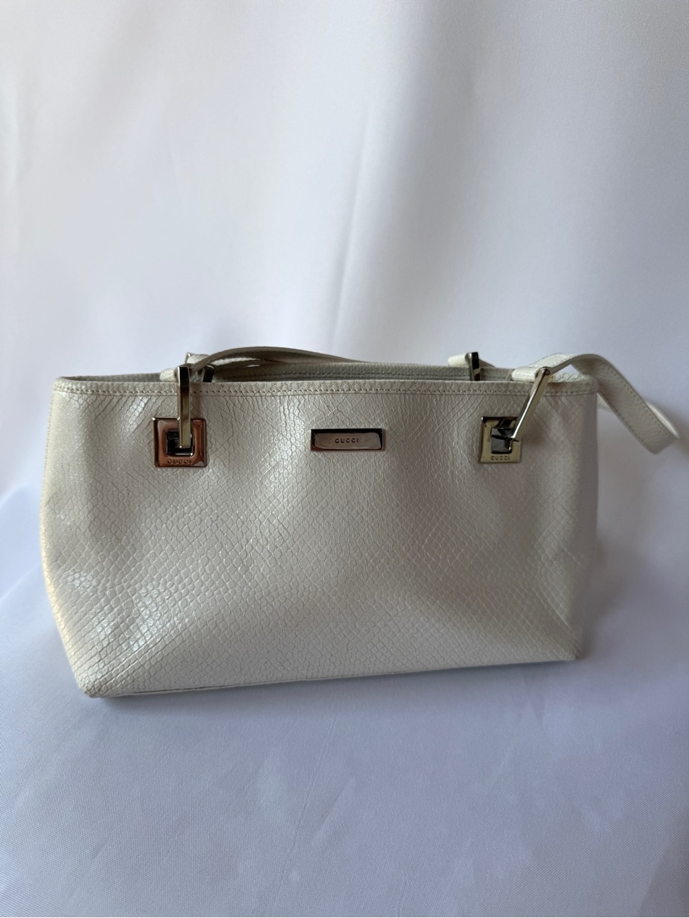 Vintage Gucci Snakeskin Embossed Leather  Handbag